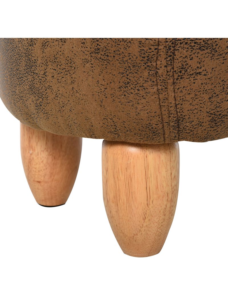 Pouf Poggiapiedi a Forma di Bufalo 62x35x36 cm in Tessuto Effetto Pelle  Scamosciata Marrone