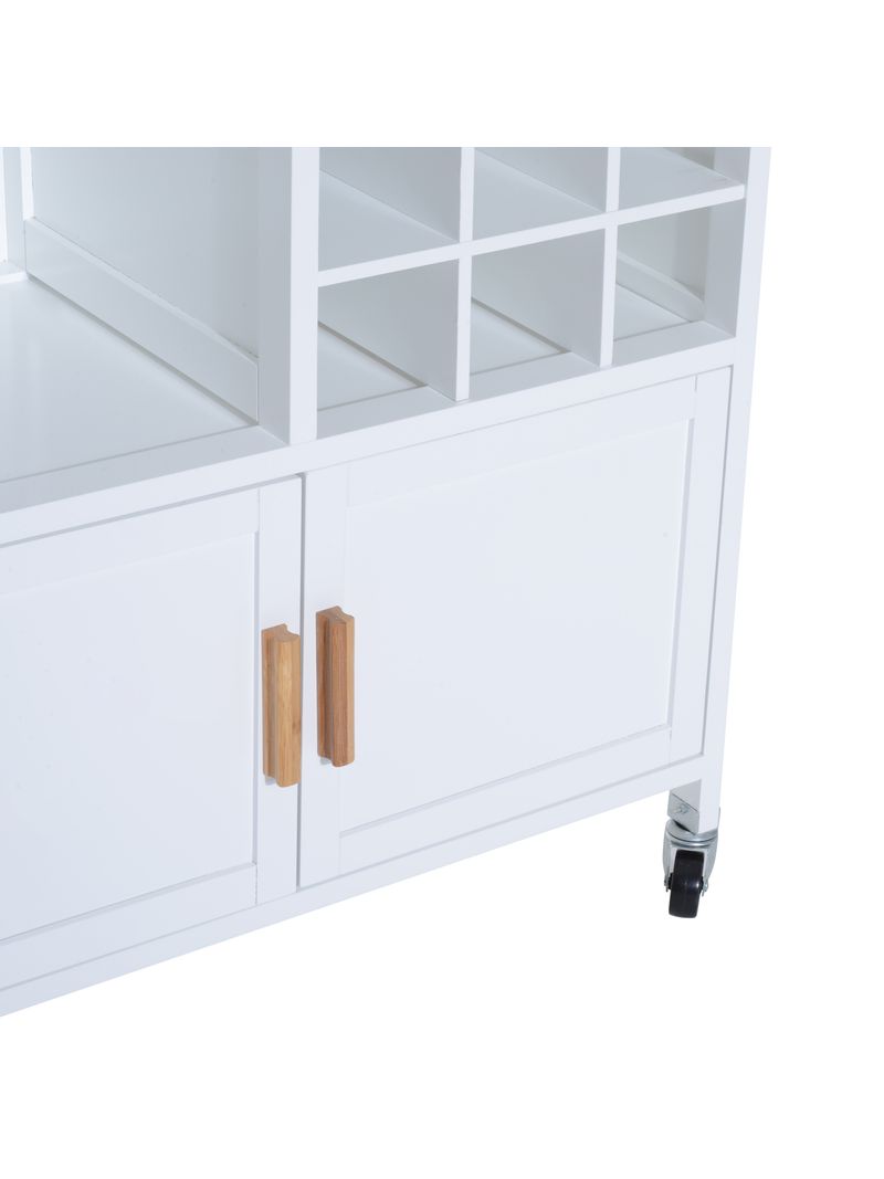 HOMCOM Mobiletto Da Cucina Con Ruote, Portabottiglie E Porta Bicchieri In  Bambù, 76 X 40 X 88cm