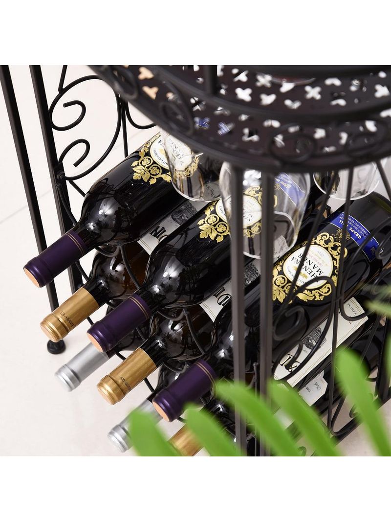 Mobile Portabottiglie HOMCOM Con Porta Calici - Per 20 Bottiglie, Anta Vetro, 80x36x85cm, Bianco - Foto 3