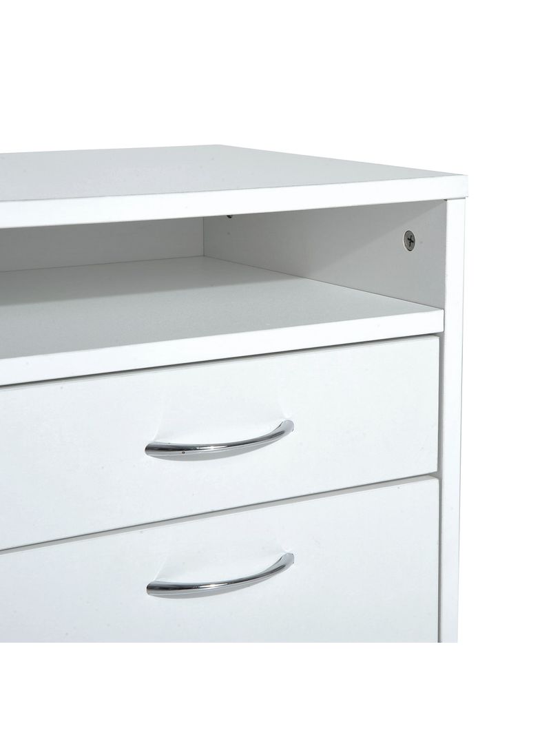Cassettiera Ufficio HOMCOM Con 3 Cassetti - Con Ruote, Serratura E 2 Scomparti, Bianco 60x40x56 Cm - Foto 2