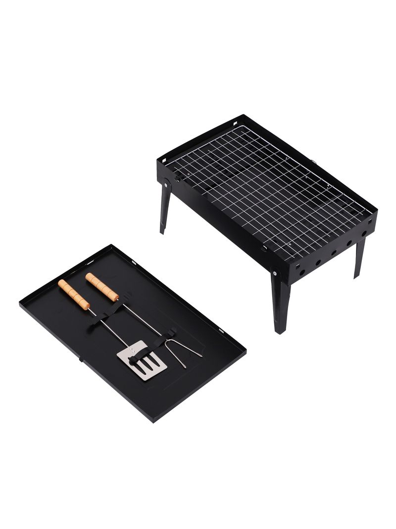 Outsunny BBQ Grill Barbecue a Carbonella con Griglia e Piastra in Ghisa  Metallo Nero 43 x 27 47 cm