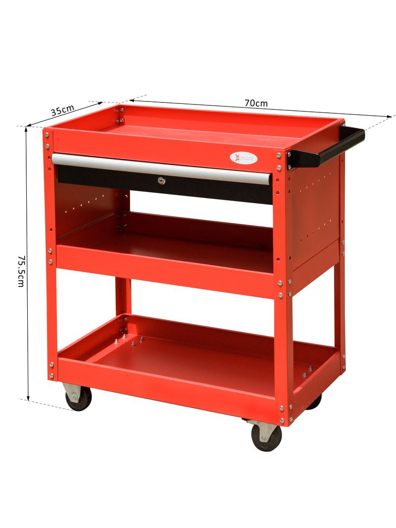 Durhand carrello portautensili da officina, rosso, 70x35x75.5cm