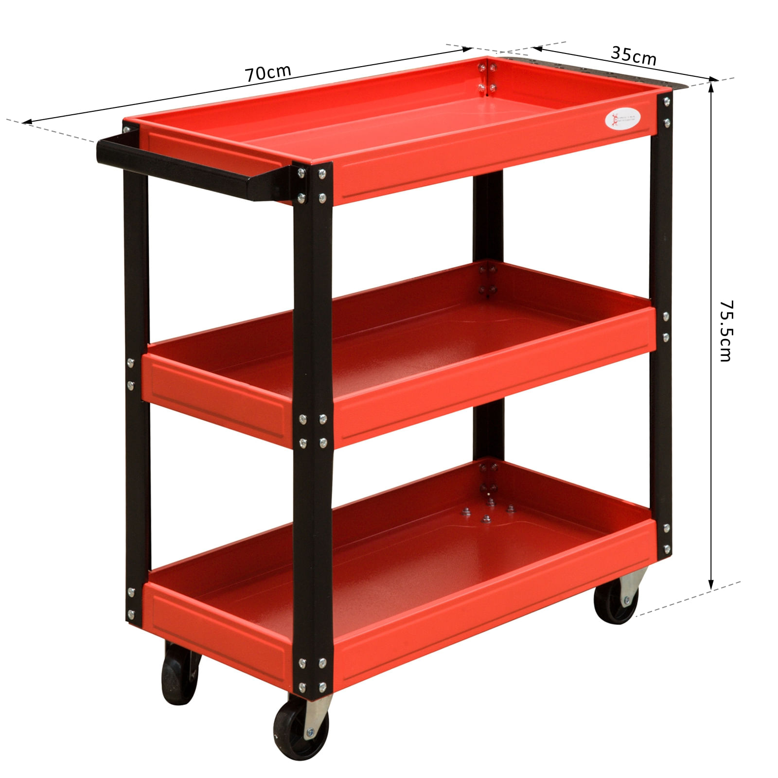 Durhand - Carrello Portautensili Da Officina, Rosso, 70x35x75.5cm - ePrice