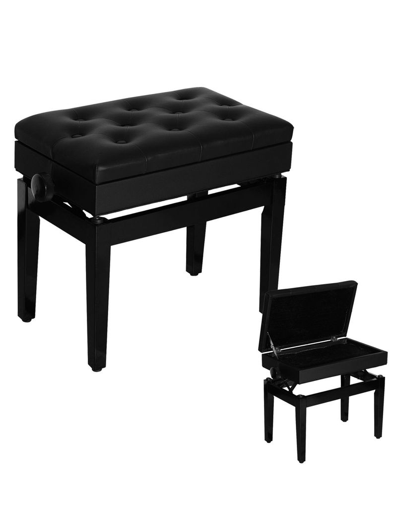 Homcom sgabello panchetta panchina sedia per pianoforte con vano  portaoggetti altezza regolabile, 54.5x33x48-58cm, nero - BricoBravo