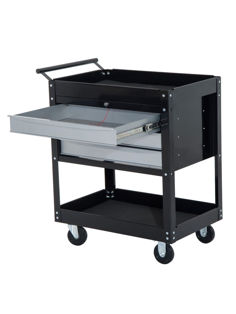 DecHome Carrello da Officina Professionale Cassettiera Portautensili In  Lamiera Nero 68x46x88 cm - BD0051BK