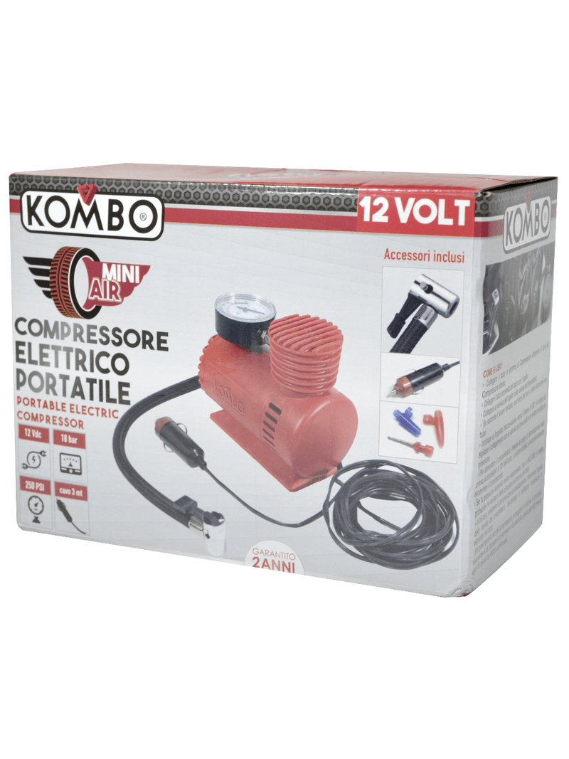 Kombo Compressore aria portatile mini per auto 12 V con adattatori KO277P -  BricoBravo