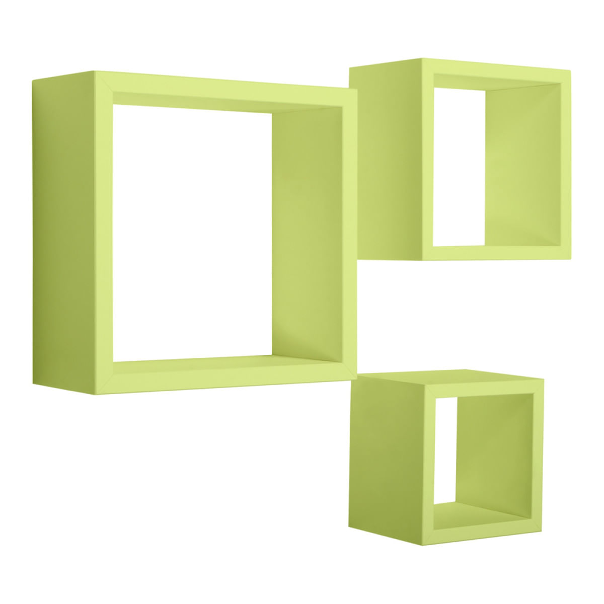 Set 3 mensole da parete a cubo colore verde