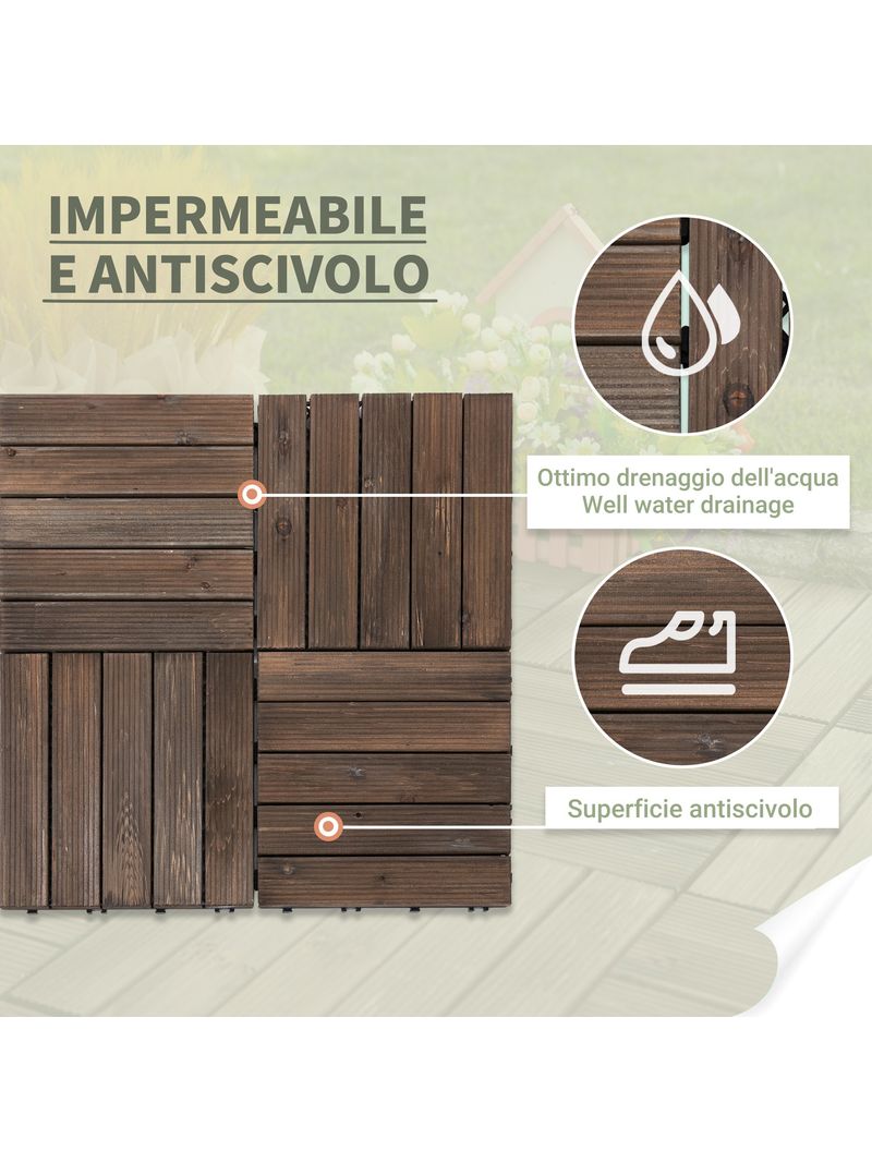 Piastrelle Legno Esterno Yaheetech 30x30 Cm - 27 Pezzi 2,43 M² Per Giardino E Terrazza