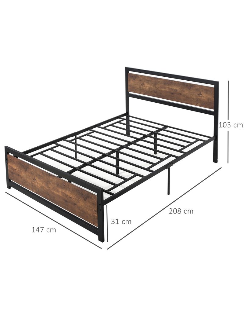 VEVOR VEVOR Struttura Letto Matrimonio 196x142x36 cm Rete a Doghe in  Metallo Struttura Letto Matrimoniale Portata Max. 680 kg con Spazio di  Stivaggio Sotto Letto 33cm Colore Nero, Telaio di Letto a