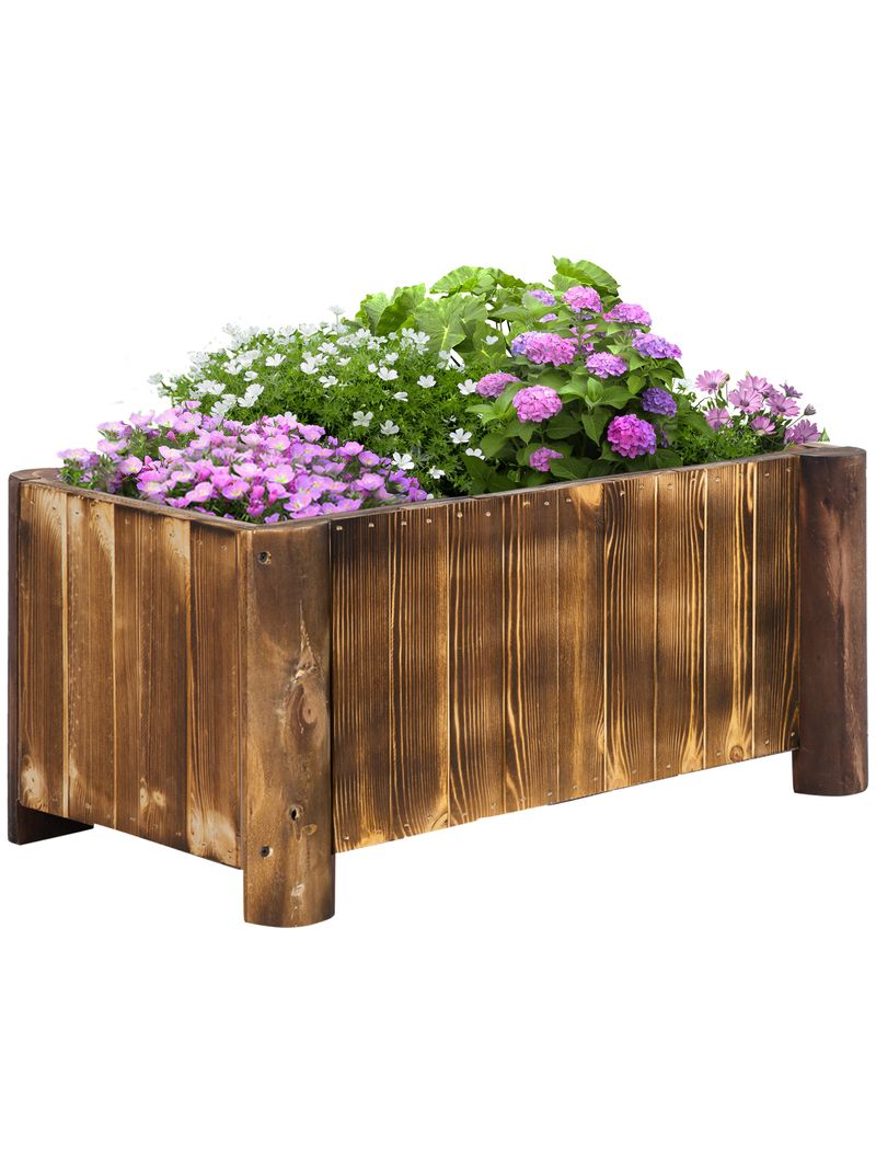Floranica Vaso Di Fiori Fioriera Con Grigliato Vaso Di Legno Larice Per Erbe Fiori Interno Ed Esterno Fori Di Drenaggio Portafiori Piante Succulente Rettangolare 50cm X 53cm X 28cm Naturale - Foto 7
