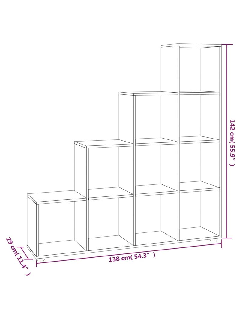 Libreria a Scala Nera 142 cm in Legno Multistrato