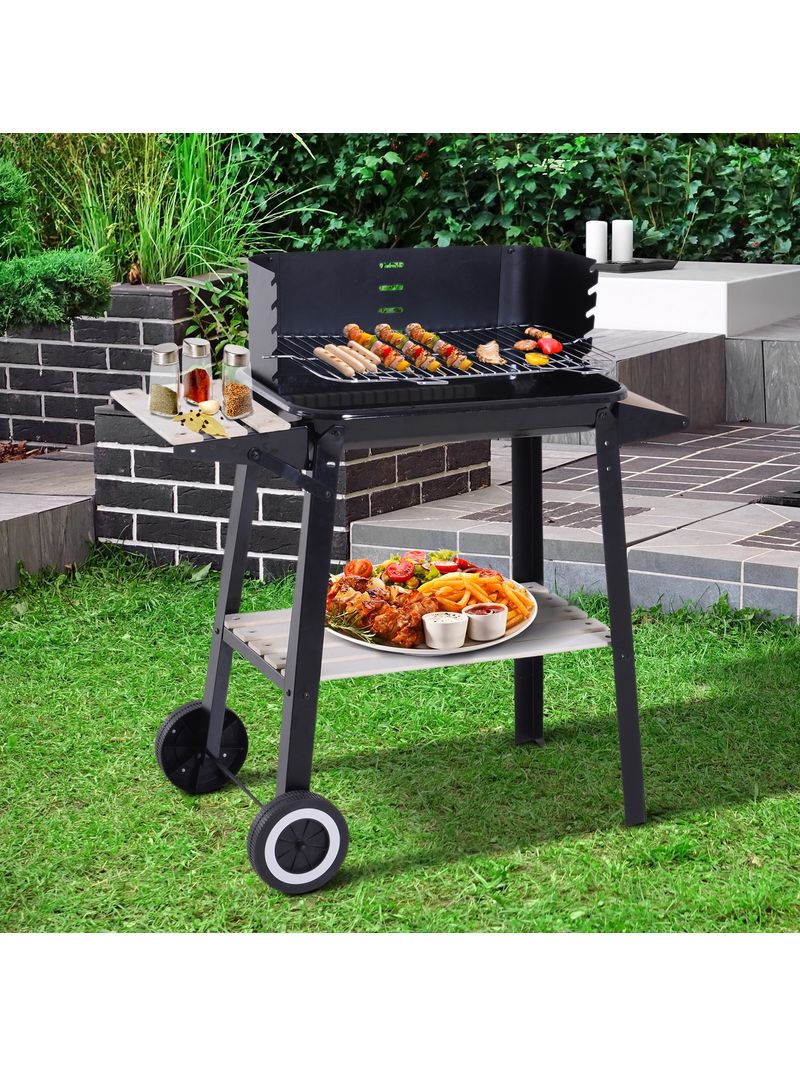 Griglia a carbone barbecue picnic altezza regolabile 87x45x83cm colore nero
