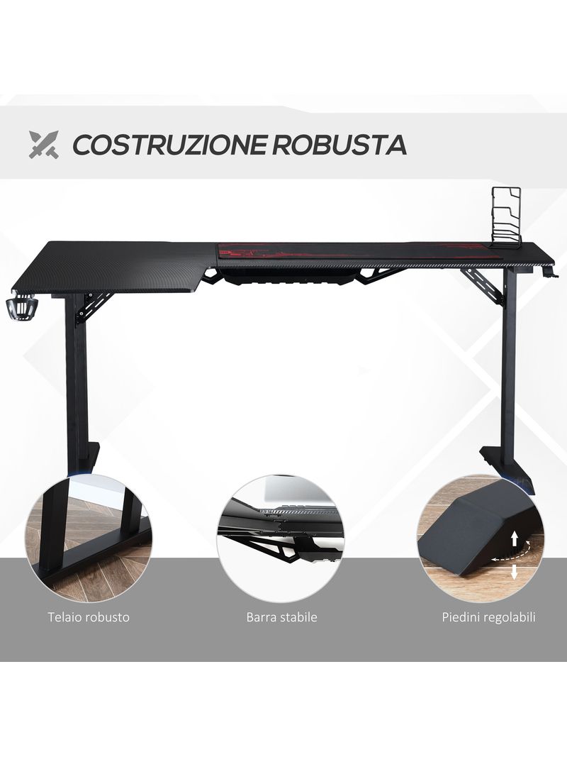 Scrivania angolare per gaming e ufficio con accessori colore nero -  BricoBravo