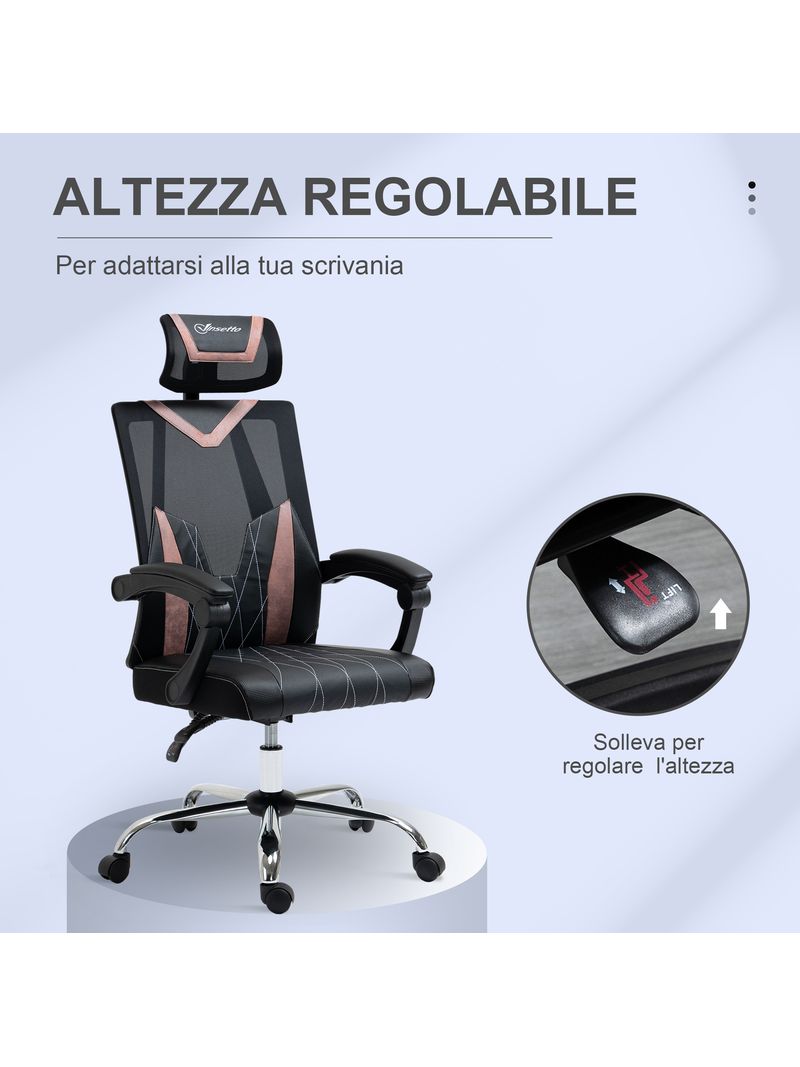 Sedia Ufficio Ergonomica Supporto Lombare, Regolabile e