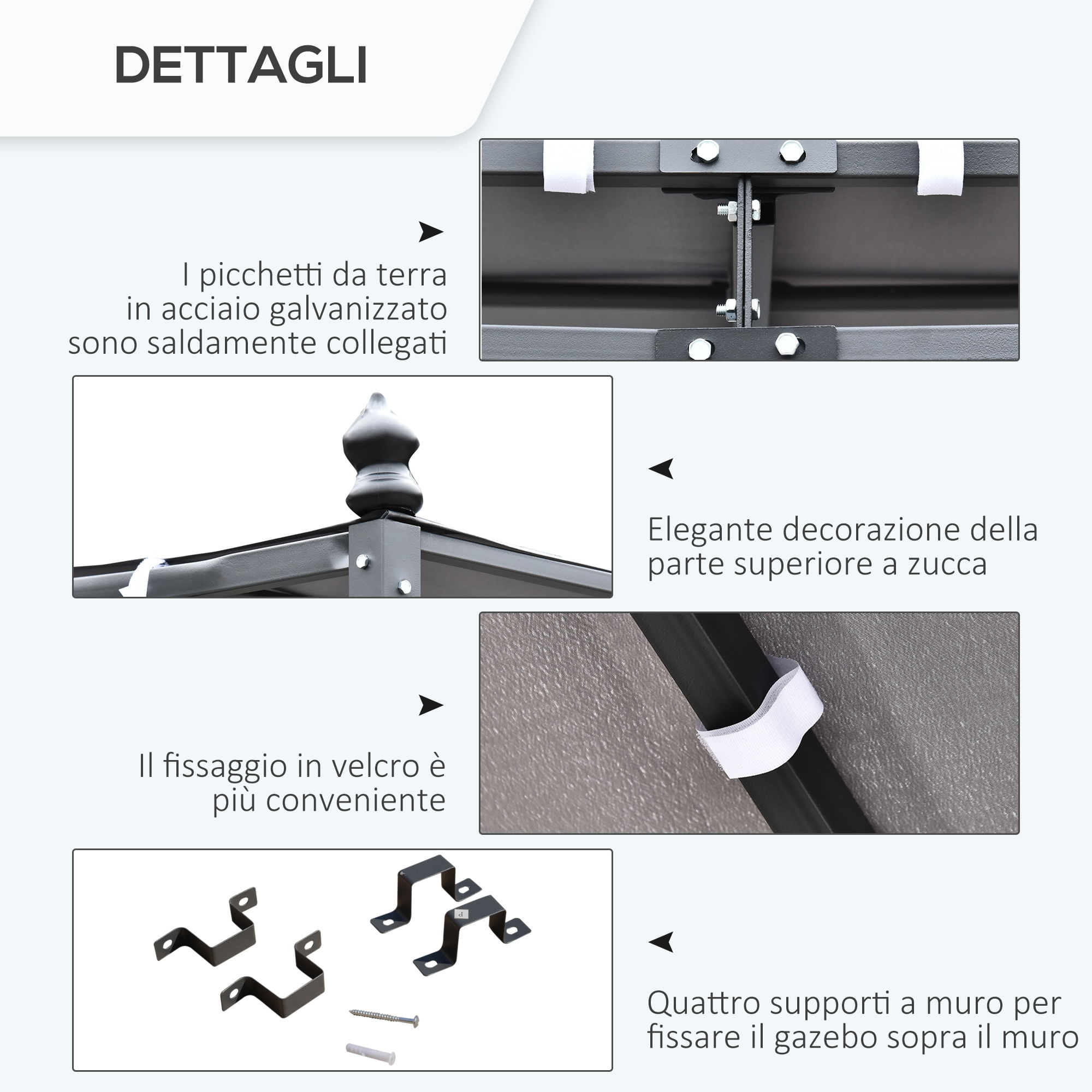 Gazebo pergola 3x3mt con tenda da esterno per giardino o terrazzo colore  grigio - BricoBravo