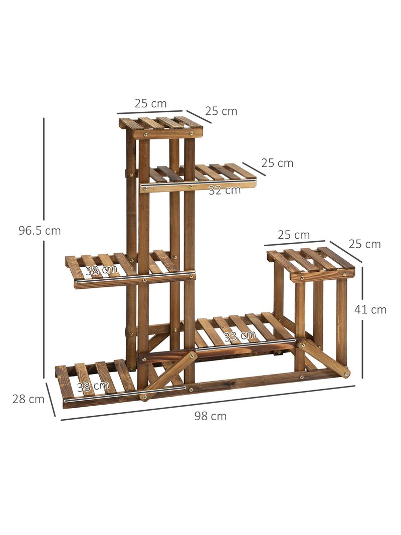 Scaffale per piante 98x28x97cm a 6 livelli per giardino e balcone in legno  - BricoBravo