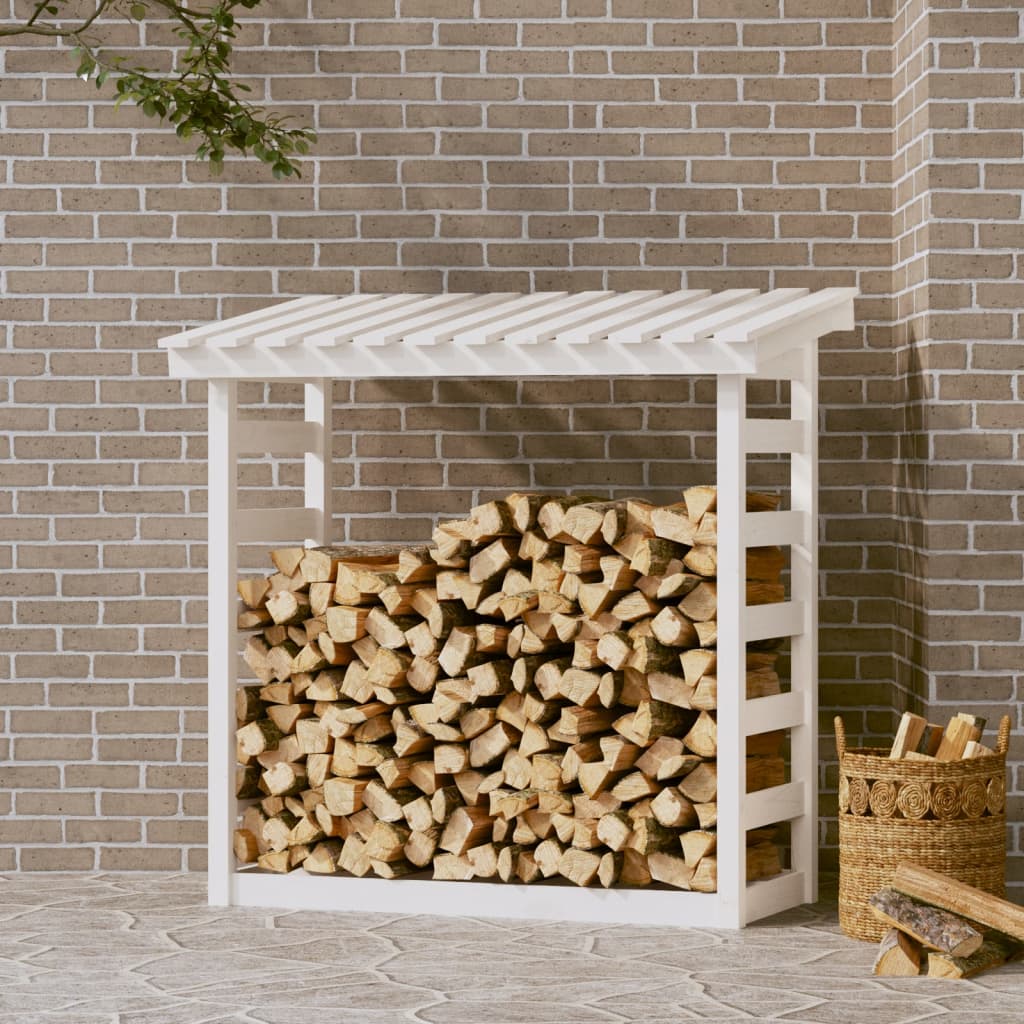 vidaXL Portalegna con Ruote Bianco 40x49x110 cm Legno Massello di Pino