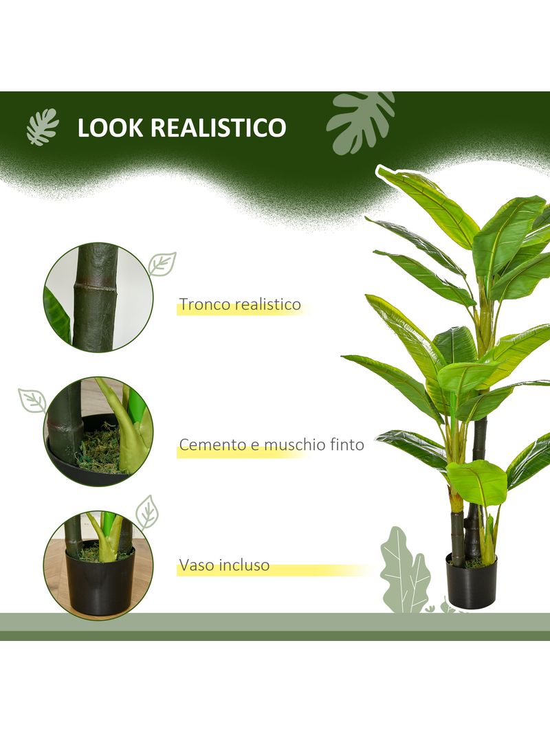 Albero pianta banano artificiale in vaso alto 150cm da interno ed esterno -  BricoBravo