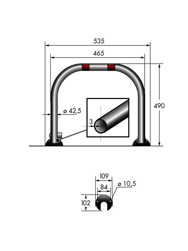 Barriera Dissuasore di Parcheggio Sosta in acciaio 53x5x49cm AR050 Parky  Barriers