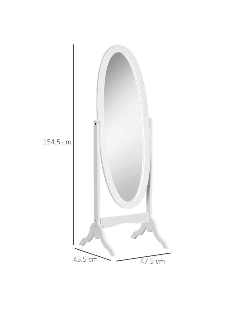 Specchiera Da Terra Autoportante COSTWAY 160x37cm - Regolabile, 2 Metodi Installazione, Bianco - Foto 9