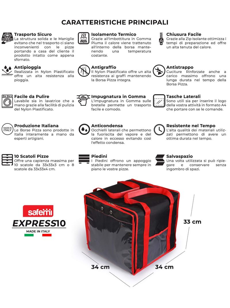 safemi Borsa Termica Porta Pizze da Asporto 5 Cartoni Family 5 Rossa :  : Commercio, Industria e Scienza