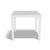 Poker - tavolo in polyrattan 78x65 cm con finitura intrecciata effetto rattan bianco