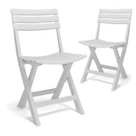 Club - 2 sedie pieghevoli in resina finitura dogata effetto legno 3D bianche