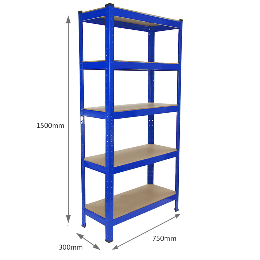 Scaffale da Garage ad Incastro T-Rax - Blu - 75cm x 30cm - 5 Pezzi