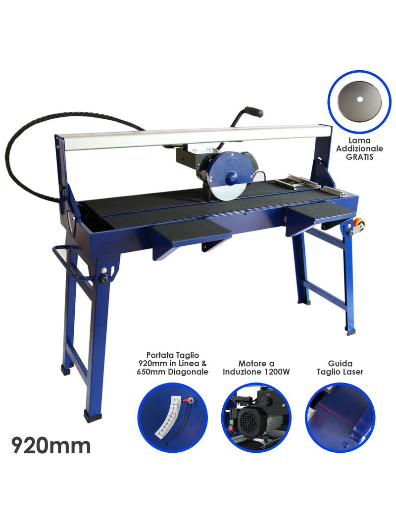 Tagliapiastrelle FERM 900W - Con Lama Diamantata 200mm, Raffreddamento Ad Acqua, Per Tagli Precisi - Foto 9