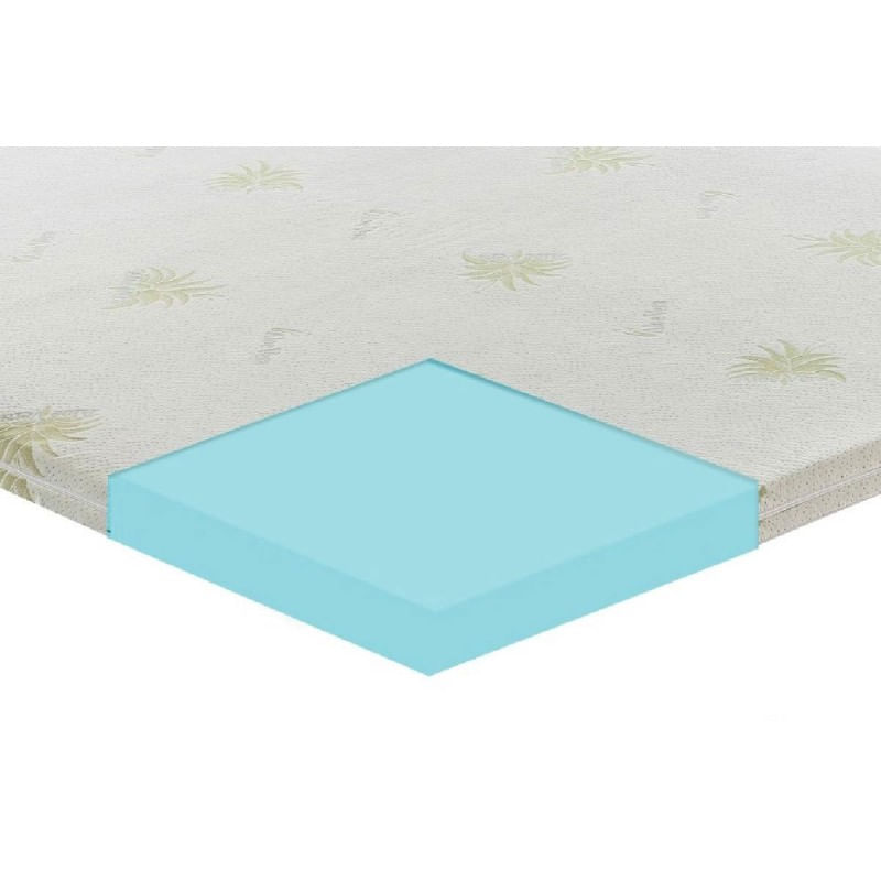 Topper 140x190 in memory foam 10 cm con rivestimento in aloe vera  sfoderabile - BricoBravo