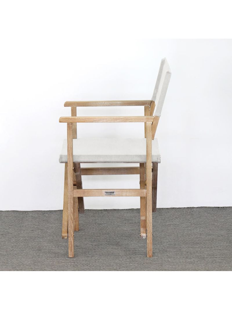 2 Sedie Da Regista Pieghevoli Estosa - Alluminio, Telo Textilene, Colore Ecru