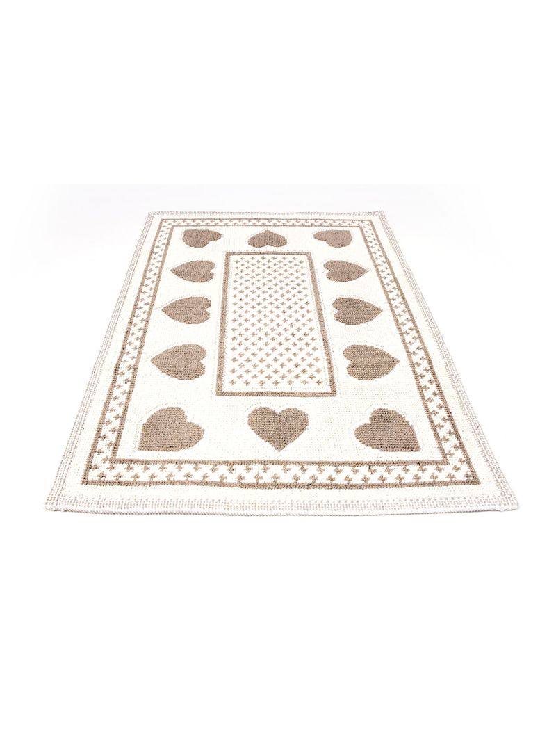 Tappeto Da Bagno/Cucina BIANCHERIAWEB In Cotone Con Stampa Cuori - Color Tortora 60x110 Cm