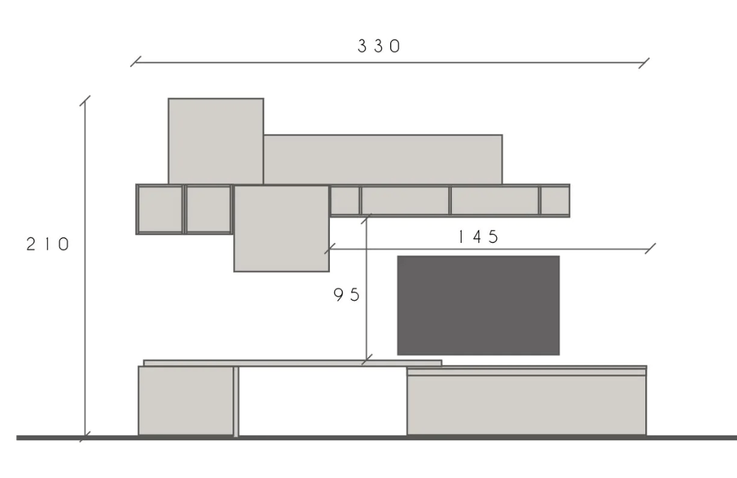 Elegante e funzionale Parete attrezzata di design L.330, finitura Lava e  Mercure, ZLCINFNCOMPN28-1 - BricoBravo