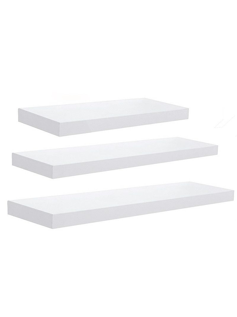 MENSOLA DA PARETE IN LEGNO MDF BIANCO 120*25*4 CM CON KIT MONTAGGIO  DOU-621758