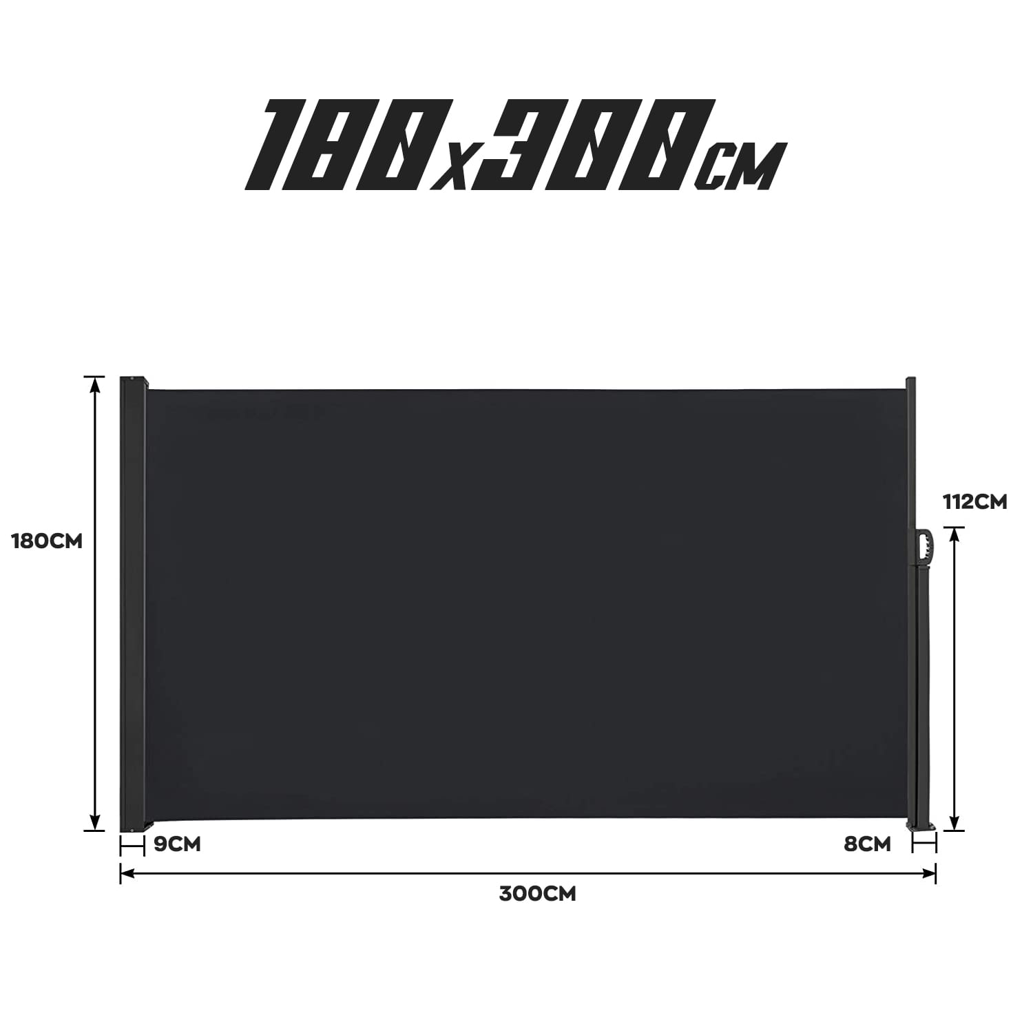 Tenda laterale 300x180H cm. Separè frangivento, riavvolgimento automatico.  Telaio in Alluminio,Beige - BricoBravo: fai da te, bricolage, arredo e