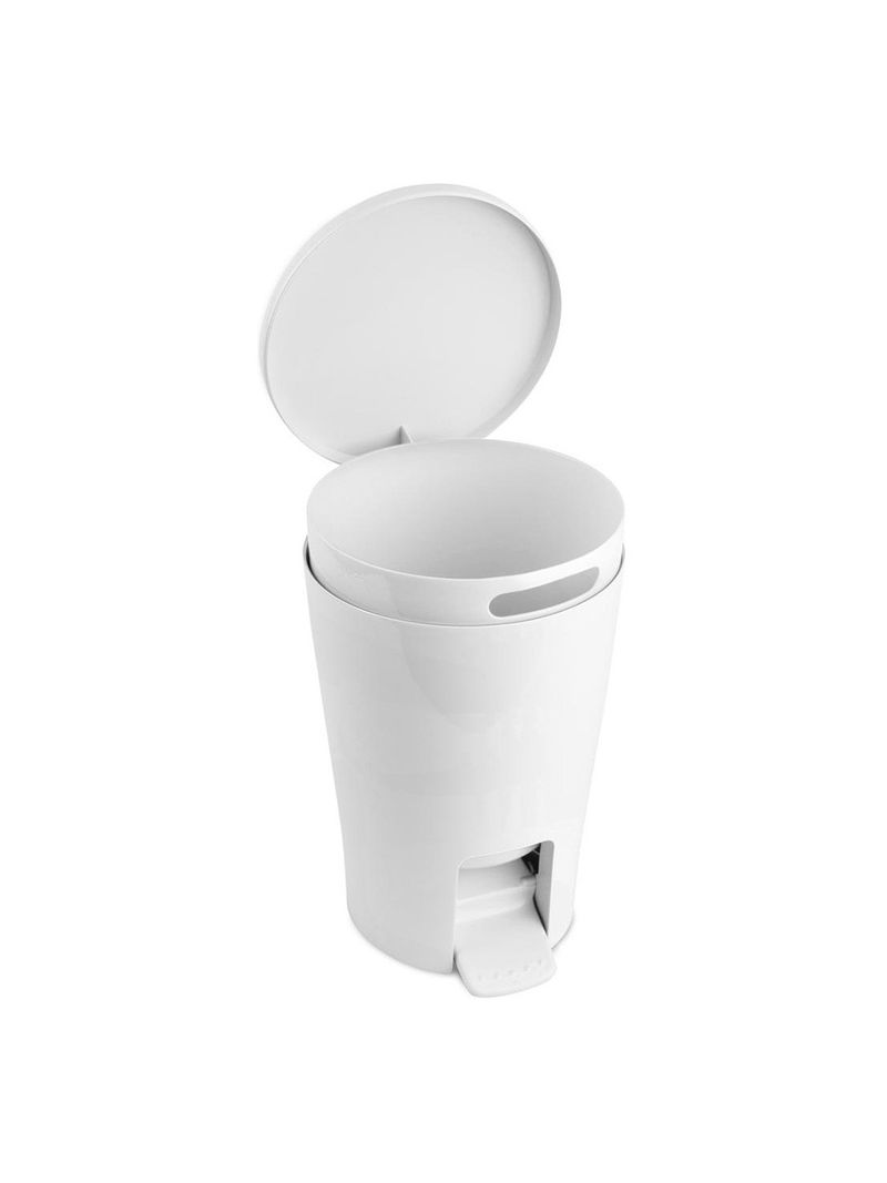 Pattumiera Da Bagno 6 Litri A Pedale - Sottile, Salvaspazio, Con Coperchio Ammortizzato, Bianco - Foto 8