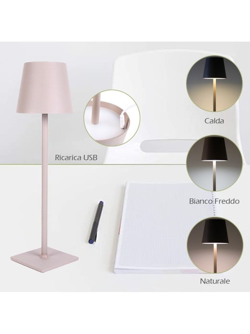 Lampade da tavolo a led ricaricabili in alluminio verniciato, dimmerabile e  fonte luminosa a LED