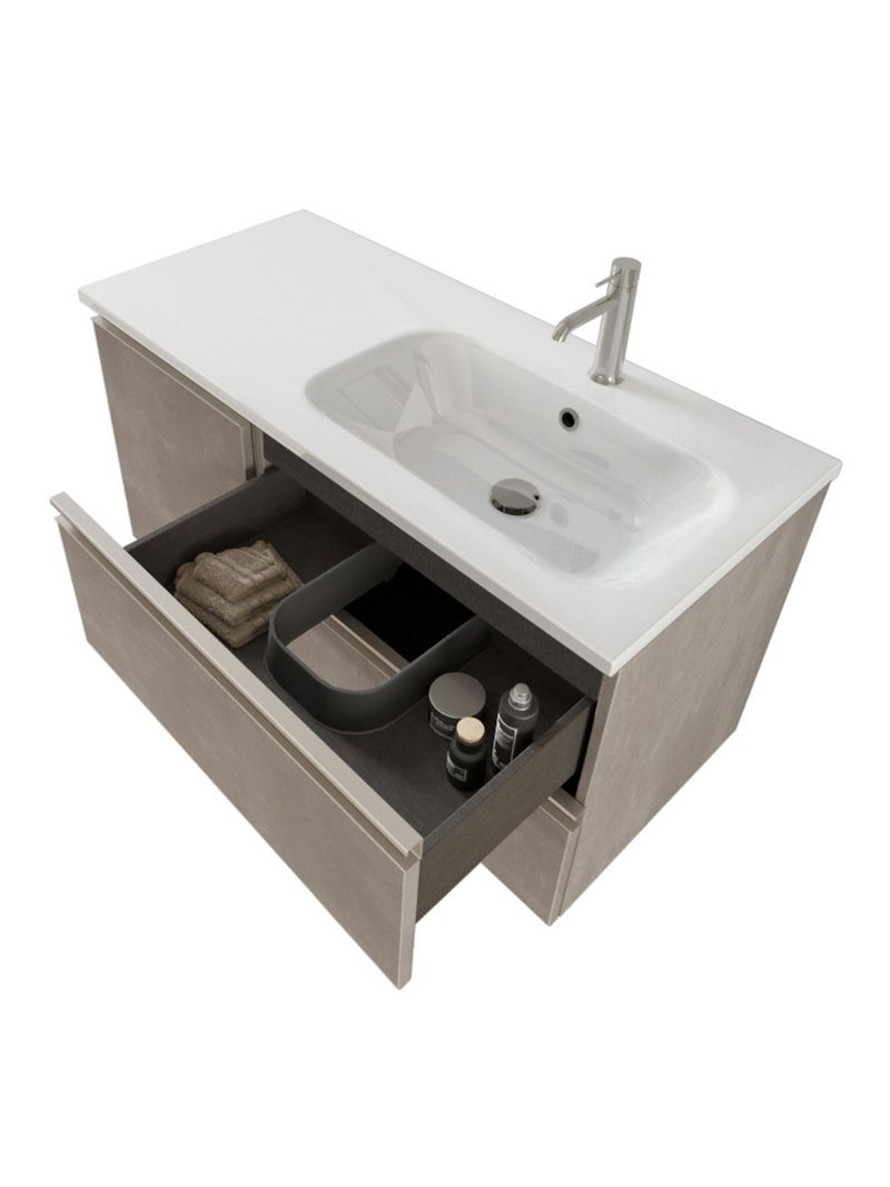 Mobile bagno sospeso 100 cm Master grigio con lavabo e specchio - BricoBravo