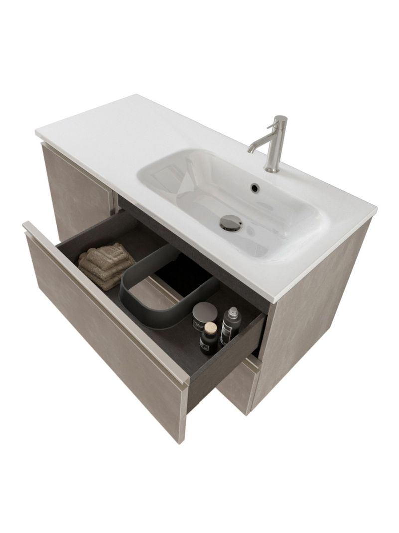 Mobile bagno sospeso 100 cm Master grigio cemento con specchio