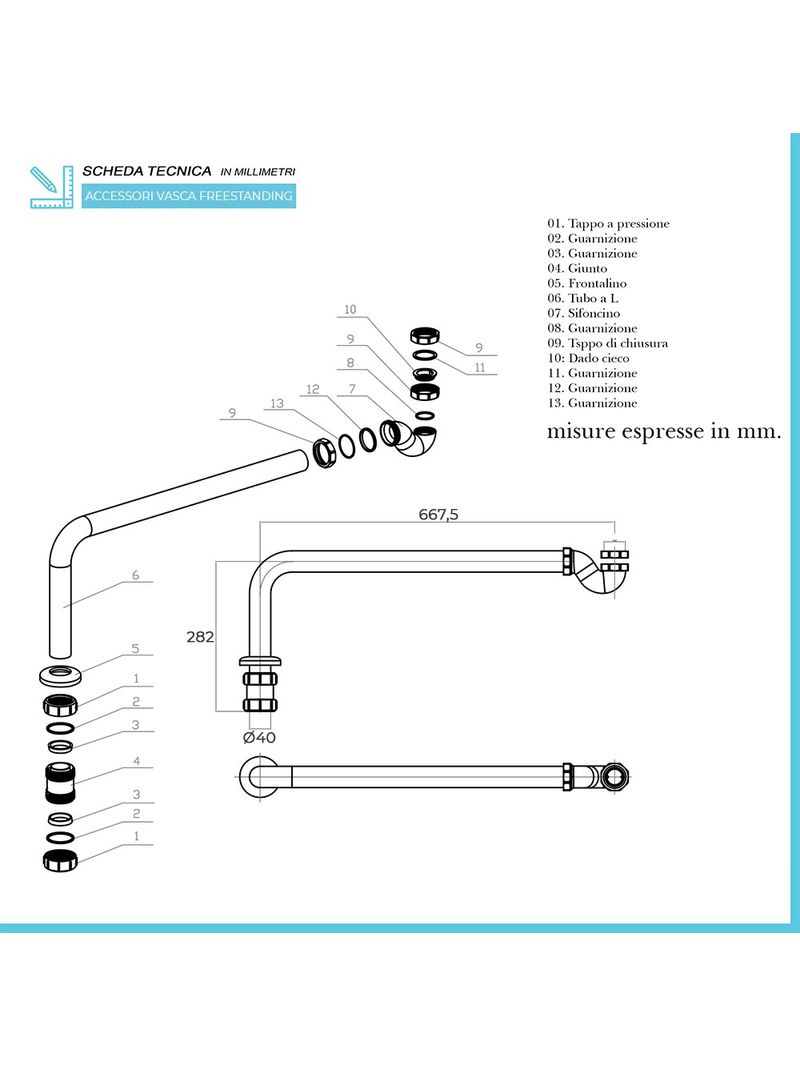 Scarico Laterale A Parete In Acciaio Inox Scarico Doccia Laterale Scarico A Pavimento Ad Angolo A Parete Per Balcone Scarico A Parete A Stesso Strato Pavimento Boris - Foto 7