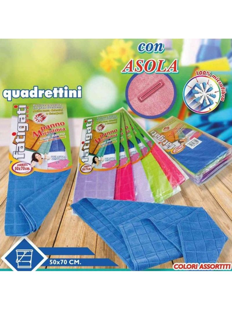 Trade Shop - Strofinaccio Panno Microfibra Quadri Con Asola Pulizia Lavaggio  Pavimento 50x70 - BricoBravo