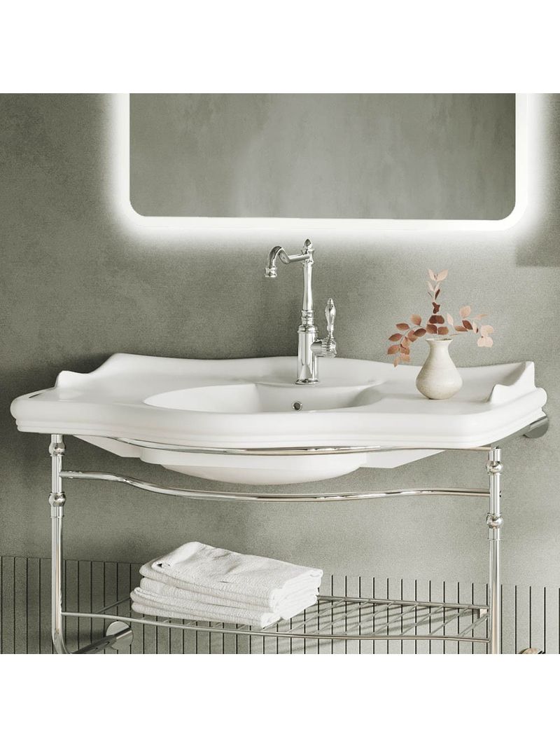 Mobile bagno sospeso 115 cm in metallo cromato con lavabo