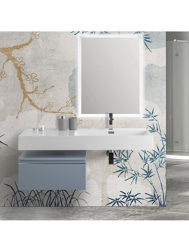 Mobile bagno sospeso 60 cm grigio perla lavabo 120 sinistro e