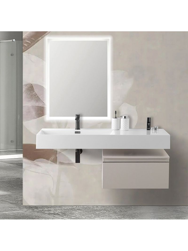 Mobile bagno sospeso 60 cm grigio perla lavabo 120 sinistro e specchio  Iside