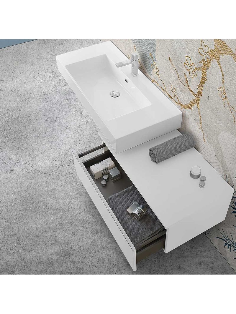 Mobile bagno sospeso 80 bianco lucido lavabo 100 e specchio Iside -  BricoBravo