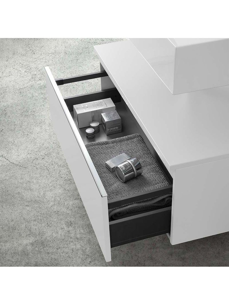 Mobile bagno 80 cm bianco lucido con lavabo sospeso e specchio Iside