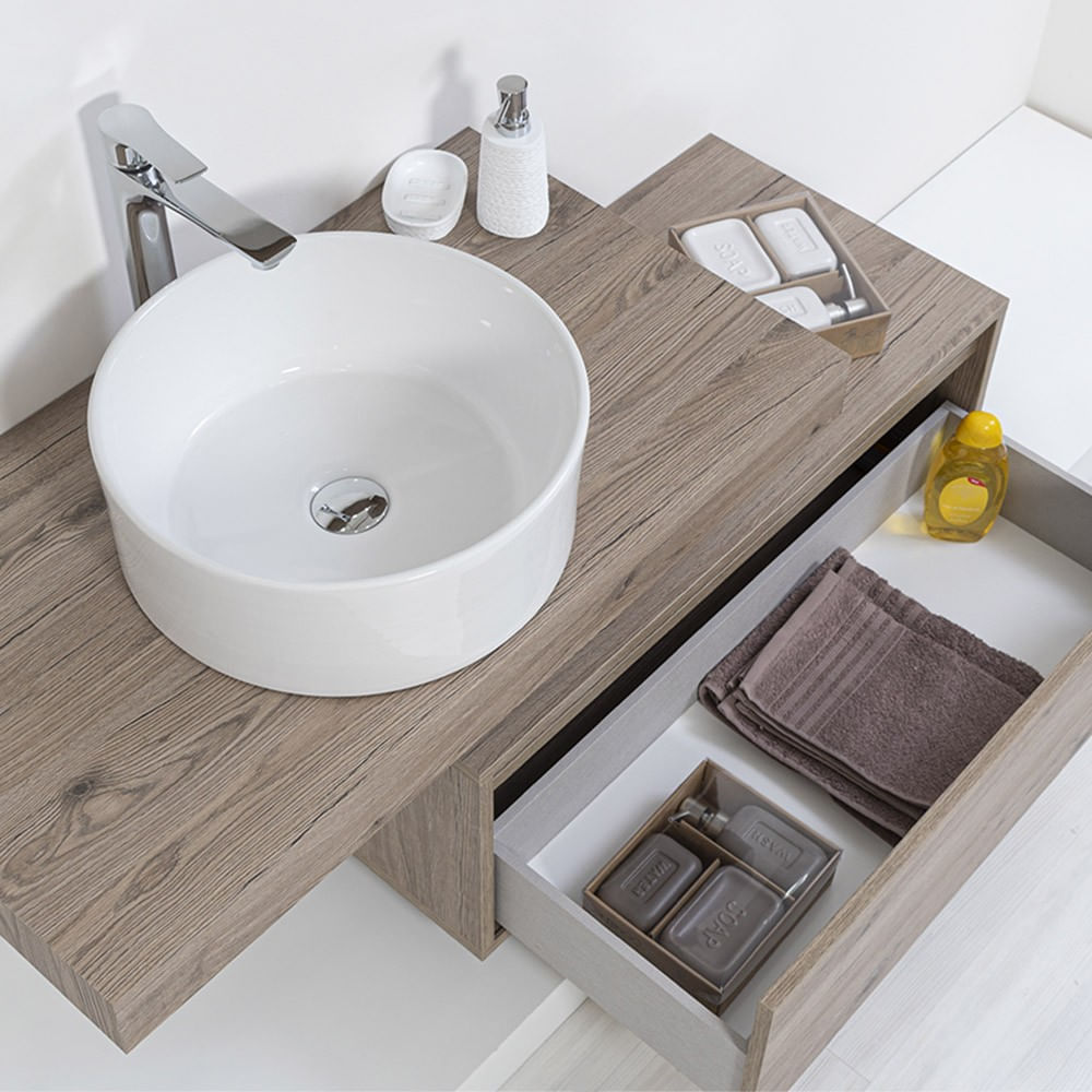 Inbagno Lavandino Bagno d'Appoggio Tondo in Ceramica Diametro 40 cm Bianco  Lucido : : Fai da te