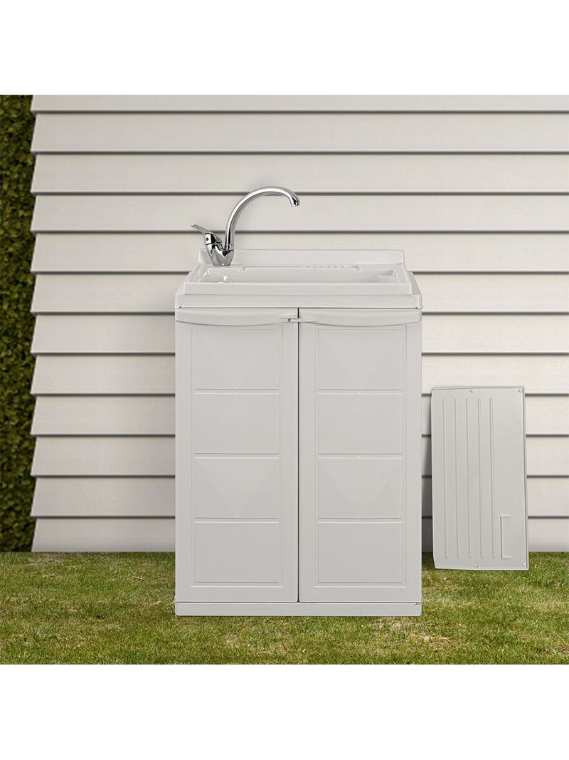 Mobile Lavatoio Esterno In Resina Con 2 Ante - Salvaspazio E Completo Di Accessori - Foto 11