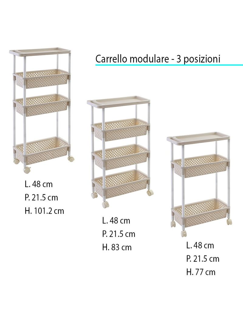 Carrello Vesuvio Salvaspazio Con Ruote - Bianco Con Piano A Mattonelle E Cassetto - Foto 12