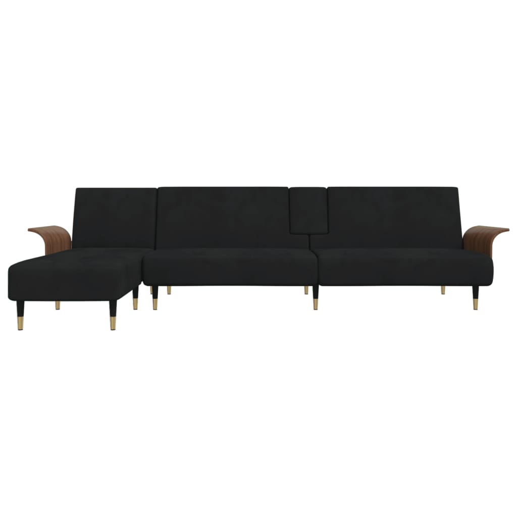 Divano a L Nero 279x140x70 cm in Velluto 3157218 - BricoBravo